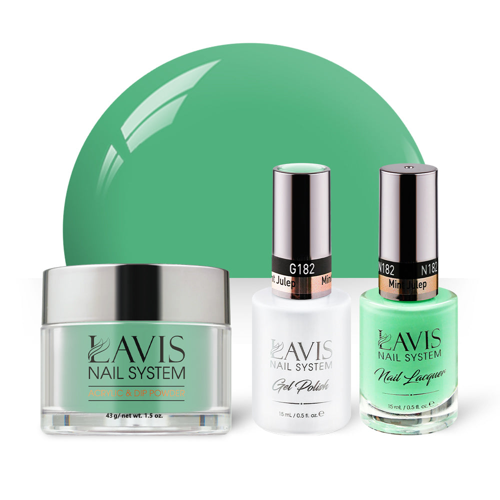 LAVIS 3 in 1 - 182 Mint Julep - Acrylic & Dip Powder, Gel & Lacquer by LAVIS NAILS sold by DTK Nail Supply