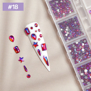 12 Grids Flat Diamonds Rhinestones #18 Red AB