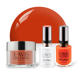 LAVIS 3 in 1 - 197 Energetic Orange - Acrylic & Dip Powder, Gel & Lacquer by LAVIS NAILS sold by DTK Nail Supply