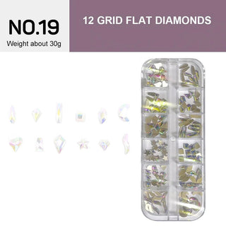  12 Grids Flat Diamonds Rhinestones #19 Grey AB by Rhinestones sold by DTK Nail Supply