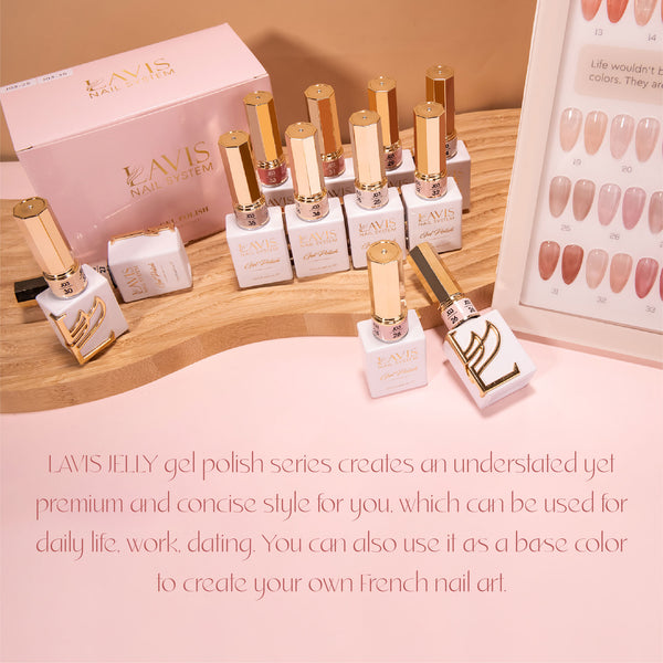 Jelly Gel Polish Colors - Lavis J03-06 - Bare With Me Collection by LAVIS NAILS sold by DTK Nail Supply