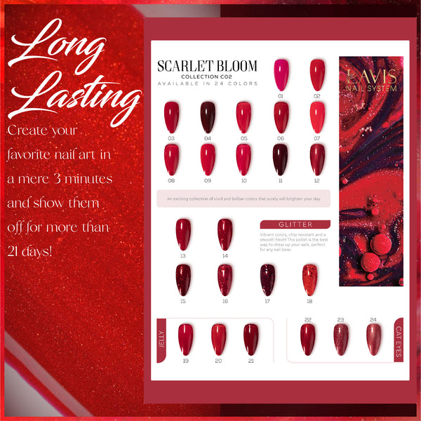 LAVIS C02 - Set 24 Colors - Gel Polish 0.5 oz - Scarlet Bloom Collection by LAVIS NAILS sold by DTK Nail Supply