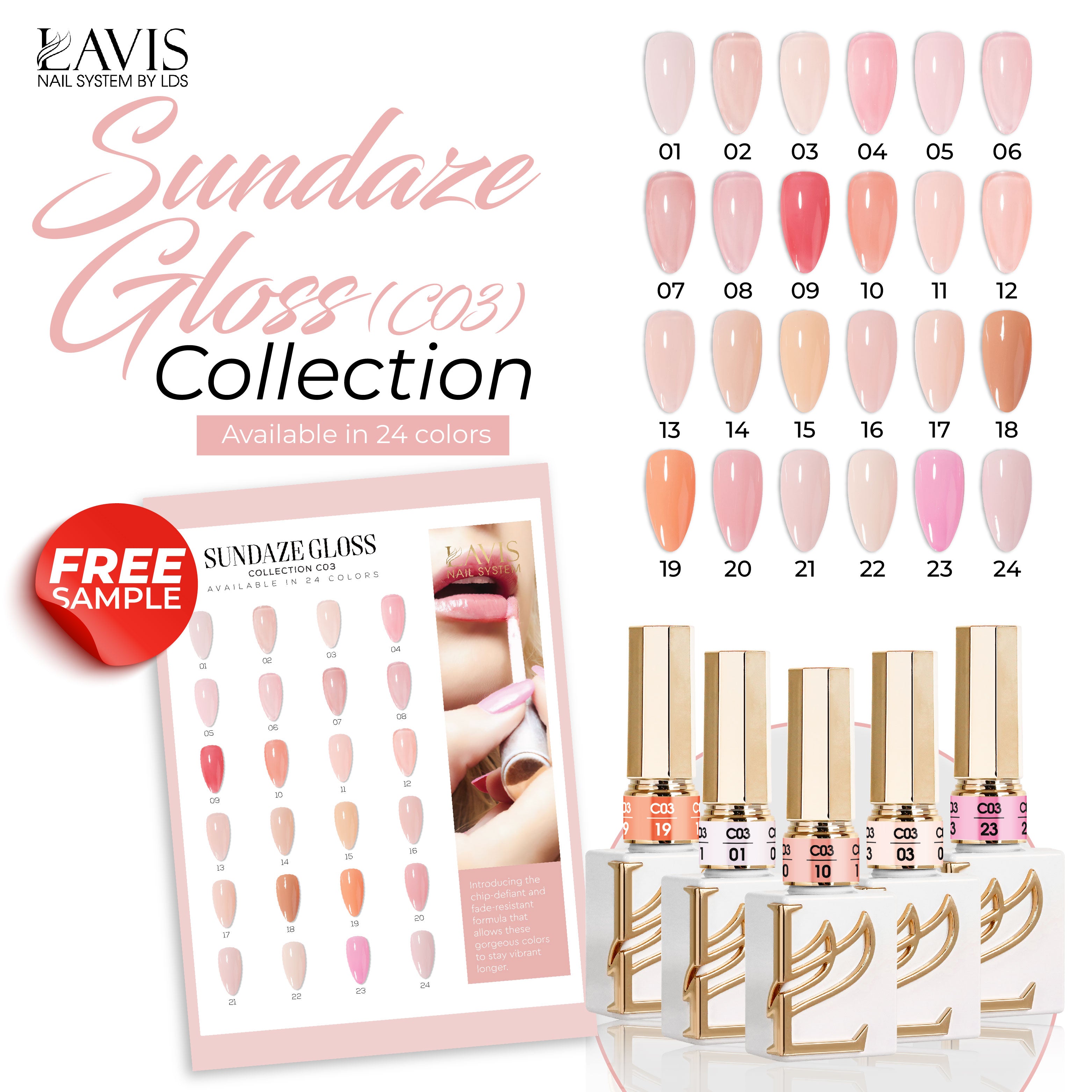 LAVIS C03 - Set 24 Color - Gel Polish 0.5 oz - Sundaze Gloss Collection by LAVIS NAILS sold by DTK Nail Supply
