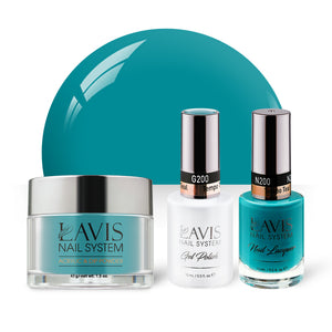 LAVIS 3 in 1 - 200 Tempo Teal - Acrylic & Dip Powder, Gel & Lacquer by LAVIS NAILS sold by DTK Nail Supply