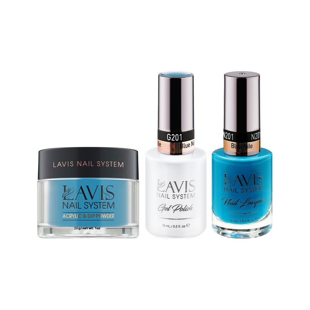 LAVIS 3 in 1 - 201 Blue Nile - Acrylic & Dip Powder, Gel & Lacquer by LAVIS NAILS sold by DTK Nail Supply