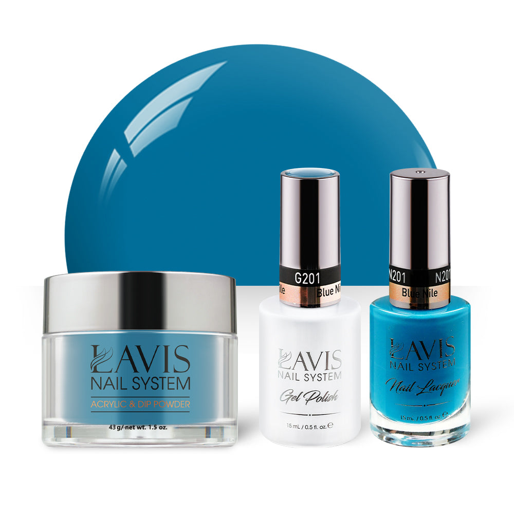 LAVIS 3 in 1 - 201 Blue Nile - Acrylic & Dip Powder, Gel & Lacquer by LAVIS NAILS sold by DTK Nail Supply