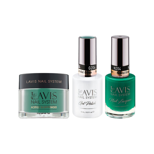 LAVIS 3 in 1 - 204 Kendal Green - Acrylic & Dip Powder, Gel & Lacquer by LAVIS NAILS sold by DTK Nail Supply
