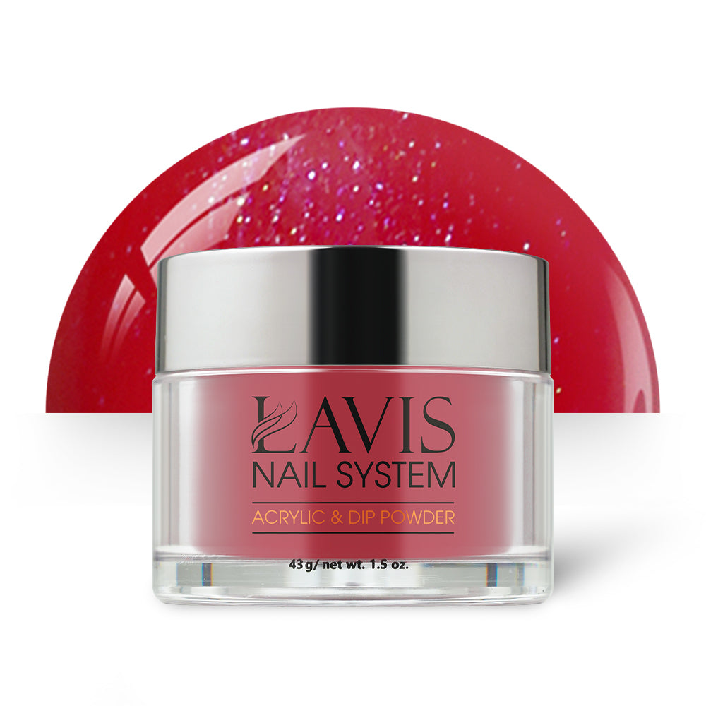 Lavis Acrylic Powder - 211 Heartfelt Red - Shimmer Red Colors by LAVIS NAILS sold by DTK Nail Supply