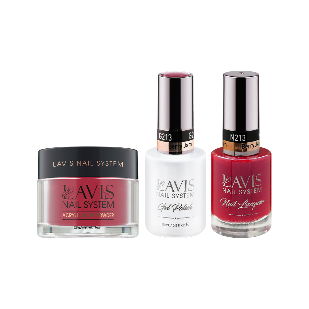 LAVIS 3 in 1 - 213 Berry Jam - Acrylic & Dip Powder, Gel & Lacquer by LAVIS NAILS sold by DTK Nail Supply