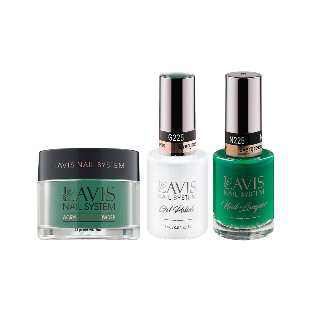 LAVIS 3 in 1 - 225 Evergreens - Acrylic & Dip Powder, Gel & Lacquer by LAVIS NAILS sold by DTK Nail Supply