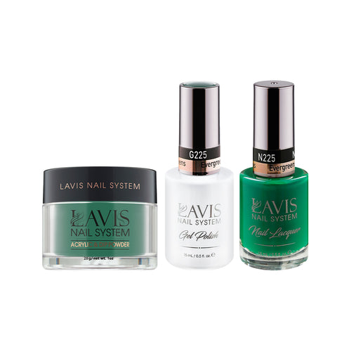 LAVIS 3 in 1 - 225 Evergreens - Acrylic & Dip Powder, Gel & Lacquer by LAVIS NAILS sold by DTK Nail Supply