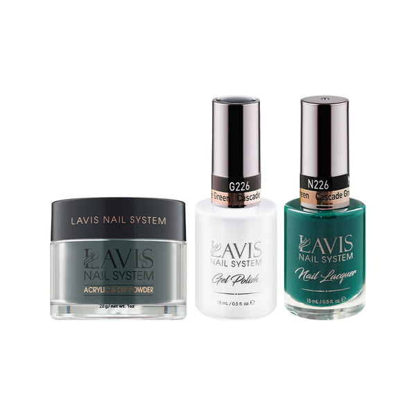 LAVIS 3 in 1 - 226 Cascade Green - Acrylic & Dip Powder, Gel & Lacquer by LAVIS NAILS sold by DTK Nail Supply