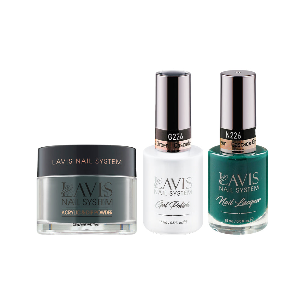 LAVIS 3 in 1 - 226 Cascade Green - Acrylic & Dip Powder, Gel & Lacquer by LAVIS NAILS sold by DTK Nail Supply