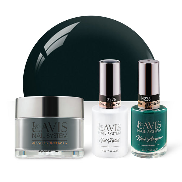 LAVIS 3 in 1 - 226 Cascade Green - Acrylic & Dip Powder, Gel & Lacquer by LAVIS NAILS sold by DTK Nail Supply