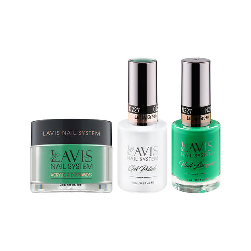 LAVIS 3 in 1 - 227 Lucky Green - Acrylic & Dip Powder, Gel & Lacquer by LAVIS NAILS sold by DTK Nail Supply