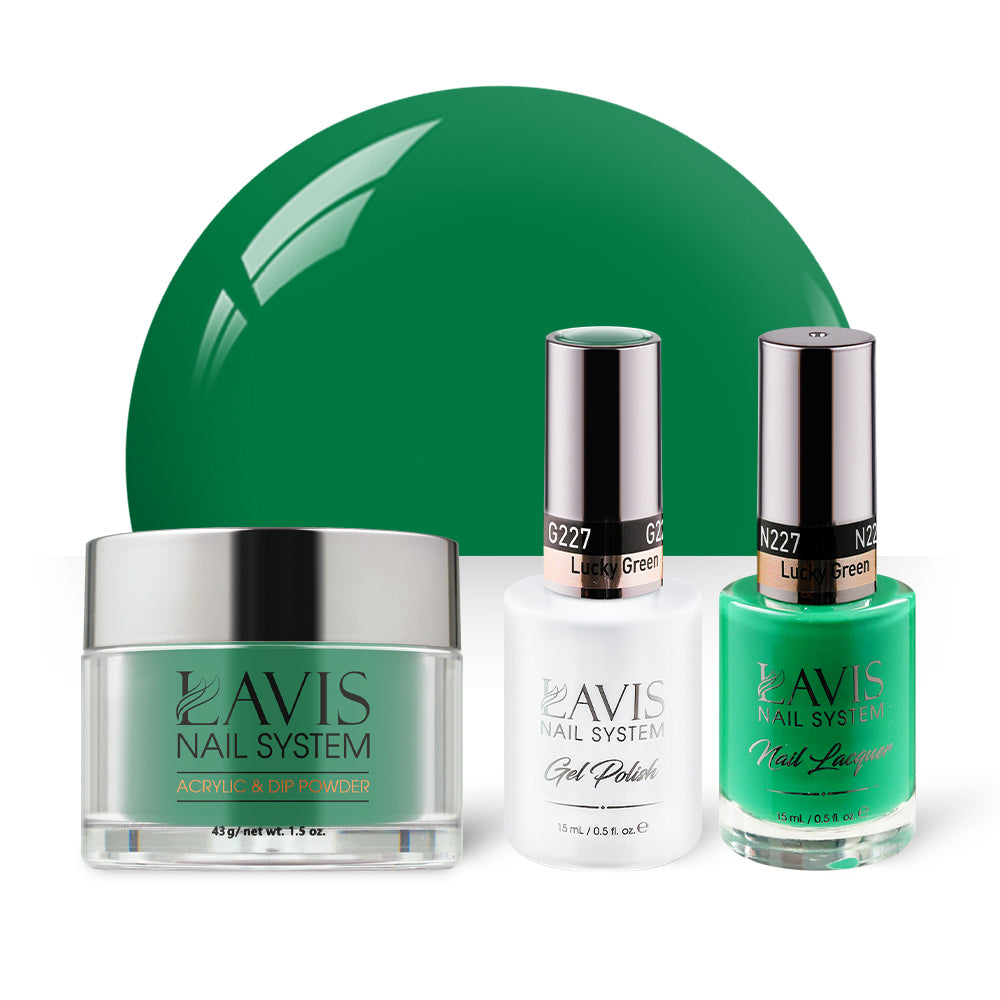 LAVIS 3 in 1 - 227 Lucky Green - Acrylic & Dip Powder, Gel & Lacquer by LAVIS NAILS sold by DTK Nail Supply