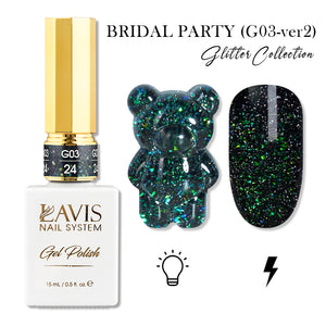 LAVIS 24 (G03-ver2) - Gel Polish 0.5 oz - Bridal Party Glitter Collection by LAVIS NAILS sold by DTK Nail Supply