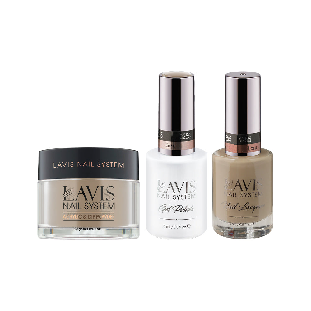 LAVIS 3 in 1 - 255 Ecru - Acrylic & Dip Powder, Gel & Lacquer by LAVIS NAILS sold by DTK Nail Supply