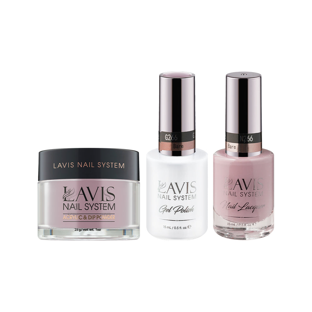 LAVIS 3 in 1 - 266 Bare - Acrylic & Dip Powder, Gel & Lacquer by LAVIS NAILS sold by DTK Nail Supply