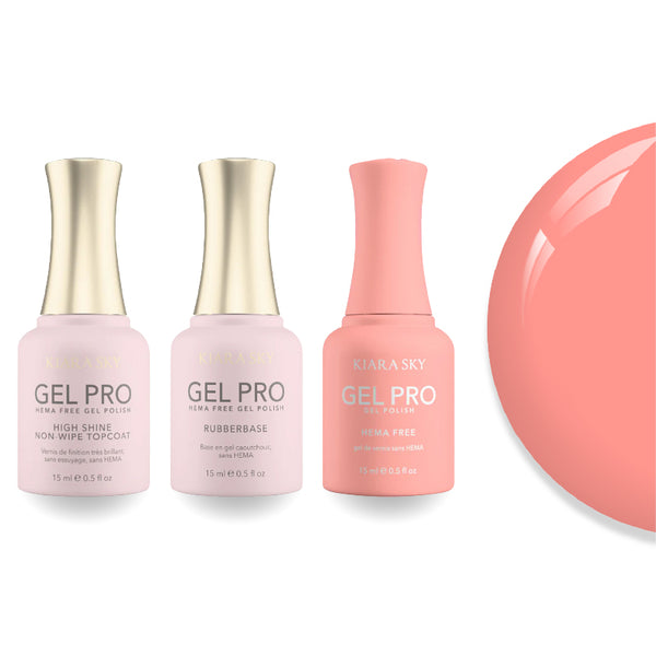 Kiara Sky Gel Pro Polish - HEMA-Free Rubber Base - High-Shine Non-Wipe Top Coat - 028 Peach Souffl
