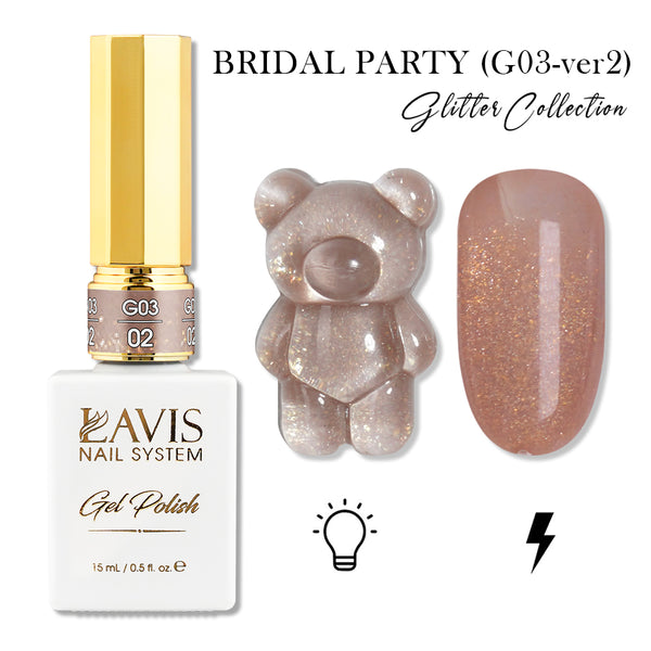 LAVIS 02 (G03-ver2) - Gel Polish 0.5 oz - Bridal Party Glitter Collection by LAVIS NAILS sold by DTK Nail Supply