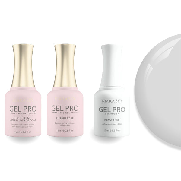 Kiara Sky Gel Pro Polish - HEMA-Free Rubber Base - High-Shine Non-Wipe Top Coat - 002 Splash Of Milk