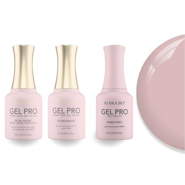 Kiara Sky Gel Pro Polish - HEMA-Free Rubber Base - High-Shine Non-Wipe Top Coat - 003 Milky Rose
