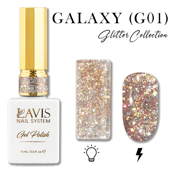 LAVIS Glitter G01 - 03 - Gel Polish 0.5 oz - Galaxy Collection by LAVIS NAILS sold by DTK Nail Supply