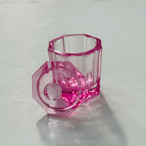 Octagan Crystal Dappen Dish with Lid - Pink (PCS) by Other sold by DTK Nail Supply
