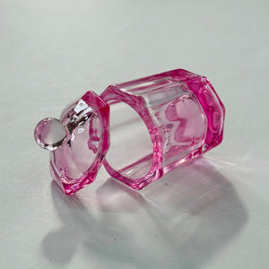 Octagan Crystal Dappen Dish with Lid - Pink (PCS) by Other sold by DTK Nail Supply