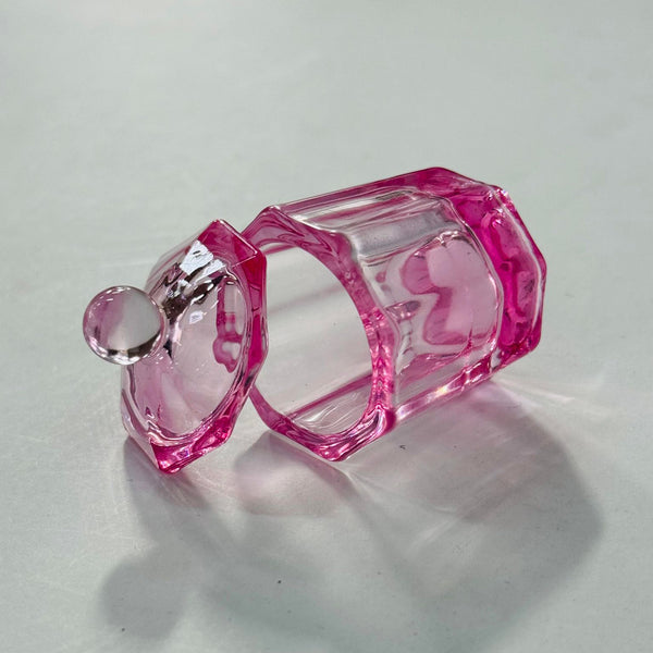 Octagan Crystal Dappen Dish with Lid - Pink (PCS) by Other sold by DTK Nail Supply