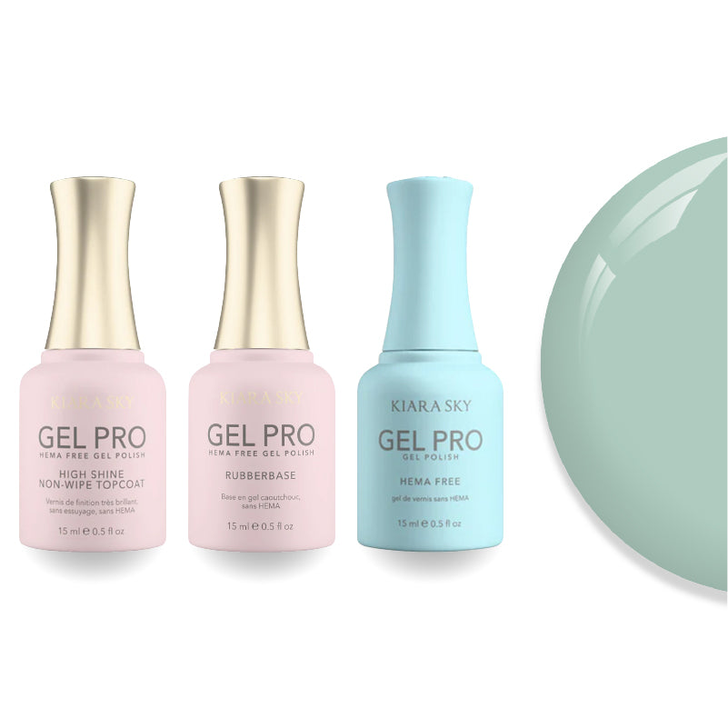 Kiara Sky Gel Pro Polish - HEMA-Free Rubber Base - High-Shine Non-Wipe Top Coat - 044 Tiffany Blues