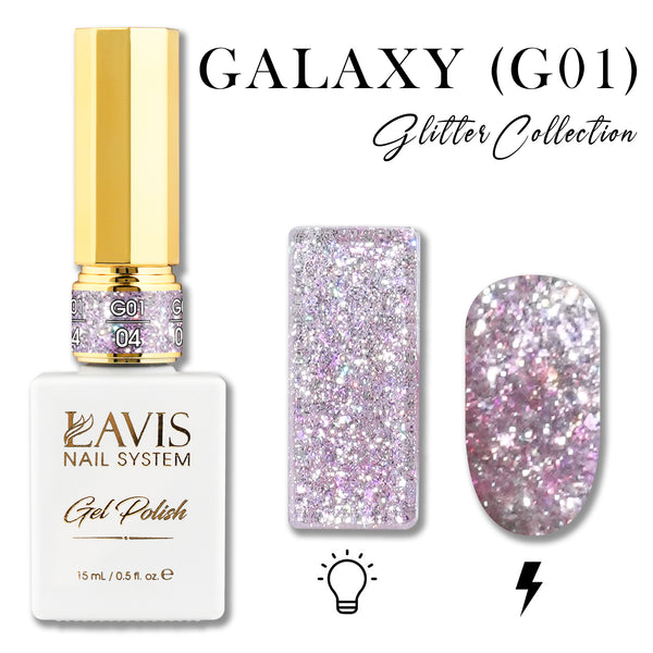 LAVIS Glitter G01 - 04 - Gel Polish 0.5 oz - Galaxy Collection by LAVIS NAILS sold by DTK Nail Supply