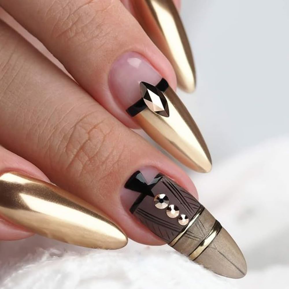 6 Grids of Mixed Nail Art - Chrome & Foil - 1909-38 - #1 - Metal