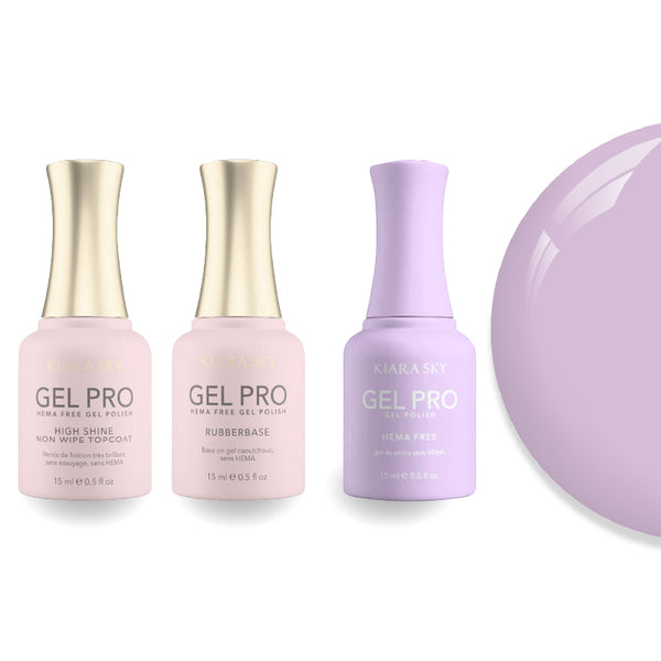 Kiara Sky Gel Pro Polish - HEMA-Free Rubber Base - High-Shine Non-Wipe Top Coat - 056 Moonlit Lilac