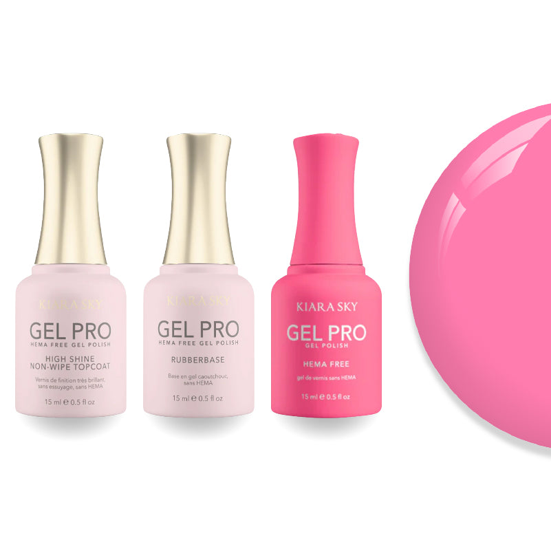 Kiara Sky Gel Pro Polish - HEMA-Free Rubber Base - High-Shine Non-Wipe Top Coat - 066 Hot Shot