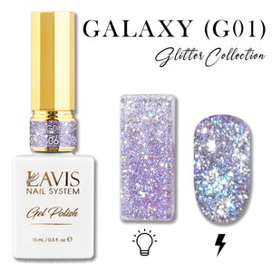 LAVIS Glitter G01 - 06 - Gel Polish 0.5 oz - Galaxy Collection by LAVIS NAILS sold by DTK Nail Supply