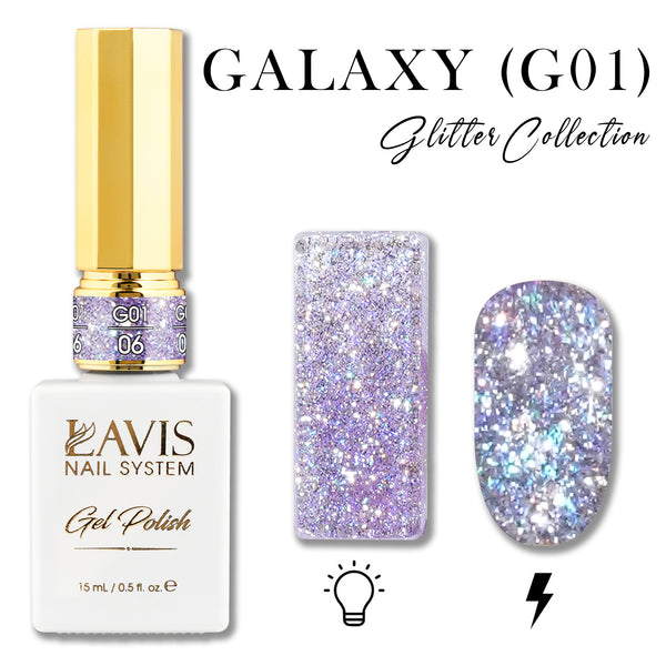 LAVIS Glitter G01 - 06 - Gel Polish 0.5 oz - Galaxy Collection by LAVIS NAILS sold by DTK Nail Supply