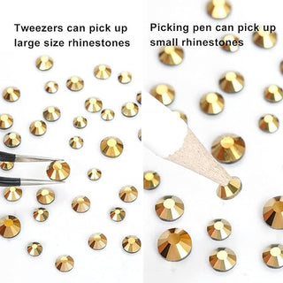  2 Pack 6 Grid Glass FlatBack Rhinestones #07 Champagne Gold by Rhinestones sold by DTK Nail Supply