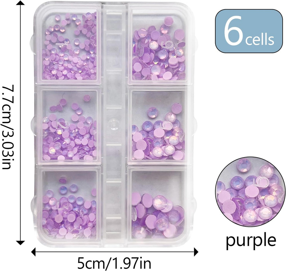 3D Beads Nail Art Rhinestones Mixed Size - Purple