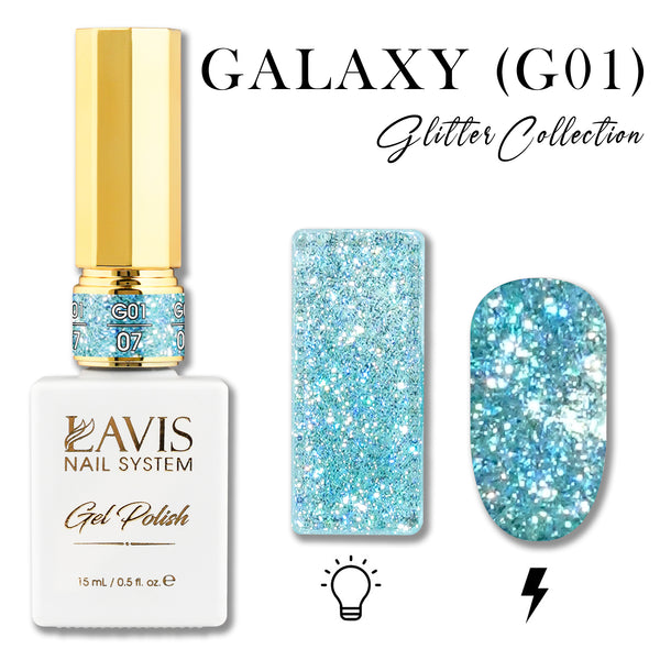 LAVIS Glitter G01 - 07 - Gel Polish 0.5 oz - Galaxy Collection by LAVIS NAILS sold by DTK Nail Supply