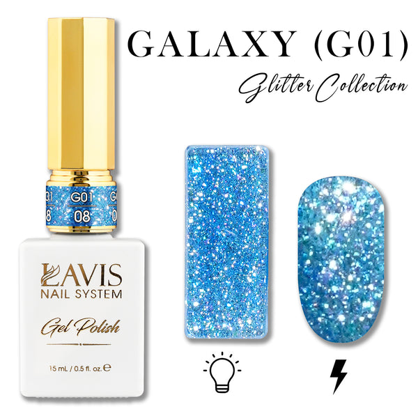 LAVIS Glitter G01 - 08 - Gel Polish 0.5 oz - Galaxy Collection by LAVIS NAILS sold by DTK Nail Supply
