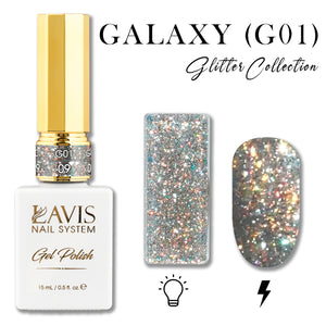 LAVIS Glitter G01 - 09 - Gel Polish 0.5 oz - Galaxy Collection by LAVIS NAILS sold by DTK Nail Supply