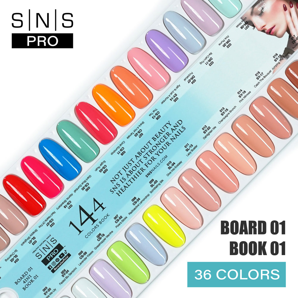 SNS Pro Dipping & Acrylic Powder - Set 36 Colors - Board 1 (001 - 036) - Tiffany Blue Collection