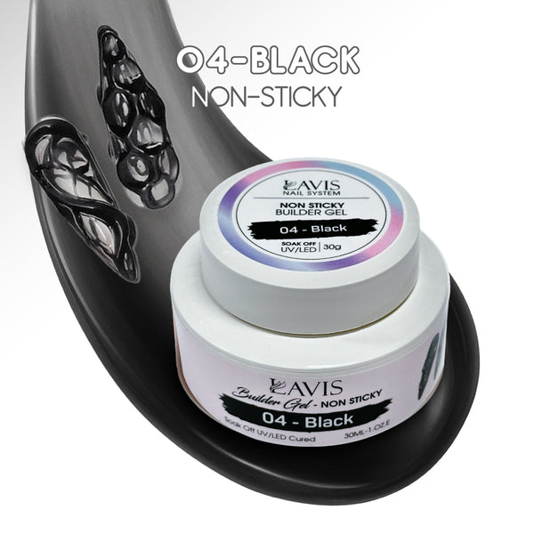 LAVIS Builder Gel Jar Non Sticky - 04 Black 30g