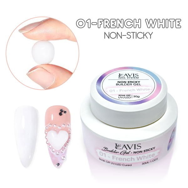 LAVIS Builder Gel Jar Non Sticky - 01 French White 30g