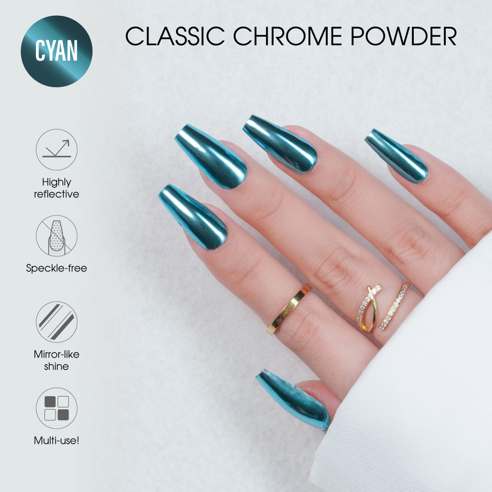 Classic Chrome Nail Powder - Cyan