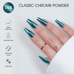 Classic Chrome Nail Powder - Cyan