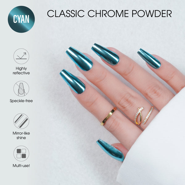 Classic Chrome Nail Powder - Cyan