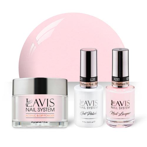 LAVIS 3 in 1 - 281 Prettiest Pink - Acrylic & Dip Powder, Gel & Lacquer